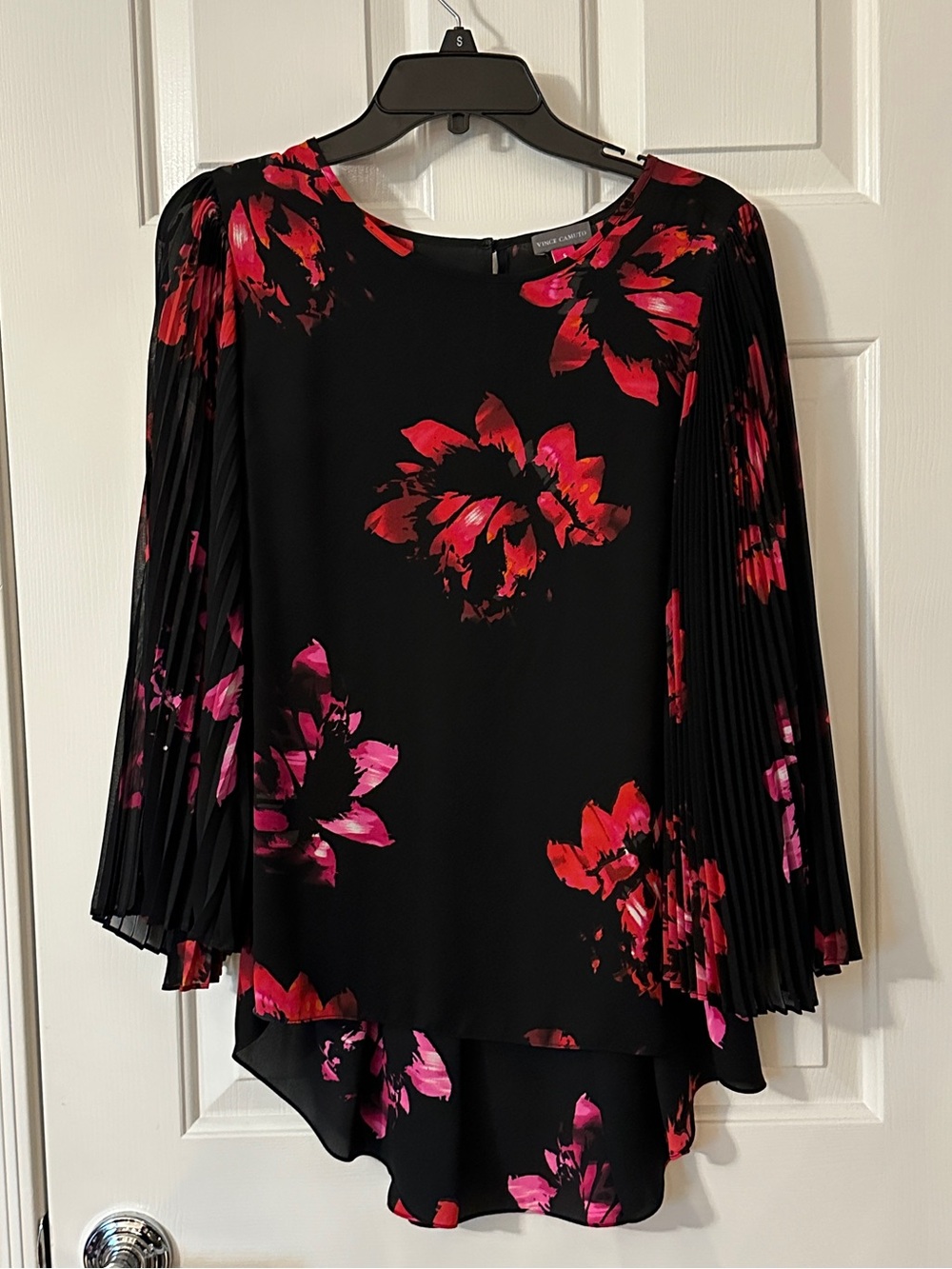 Vince Camuto Black Tunic with Red & Pink Floral Print